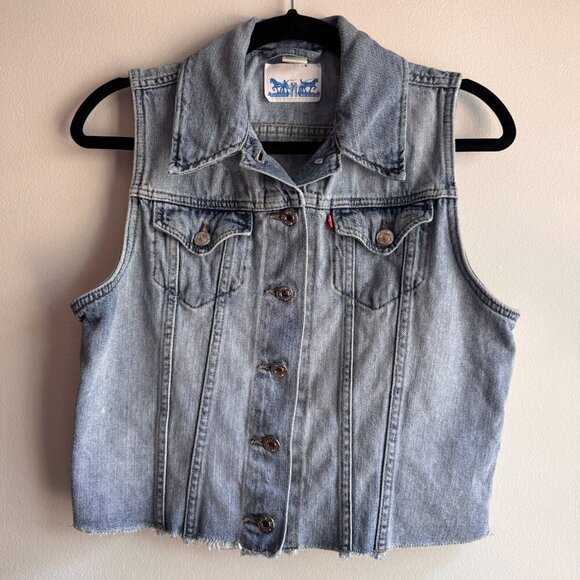 Levi's Denim Vest Snap Closure Women's Size Medium M - Picture 1 of 7